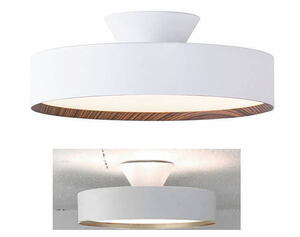 Glow LED-ceiling lamp/white×wood /12畳用/変色調光式(グローLEDシーリング,ミッドセンチュリー,midcentury,イームズ,カッシーナ等相性良