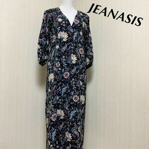 JEANASIS ジーナシス フリーサイズ 花柄 リバティ 黒　カーディガン ブラック