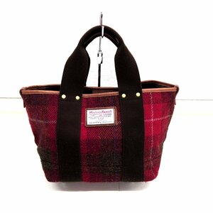 *HEMING'S×Harris Tweedhemings Harris tweed tote bag red series red group check part original leather handbag lady's 