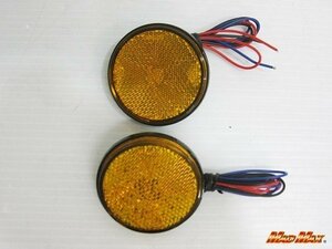 MADMAX 汎用 LED丸型リフレクター 12V オレンジ 2個セット/反射板 乗用車 バイク 原付 軽自動車 軽トラック等【メール便送料200円】