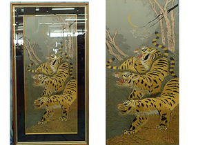 Art hand Auction [不支持店内取货/送货] Tiger, 中国刺绣画, 三只老虎, 老虎, 框架, 工艺, 艺术, 内部的, 命名, 用过的, 艺术品, 绘画, 其他的