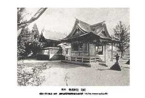 即落,明治復刻絵ハガキ,熊本,菊池神社,社殿1枚,100年前の風景,