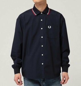 [ free shipping! new goods ]FRED PERRY × BEAMS special order rib color shirt navy L Fred Perry × Beams 