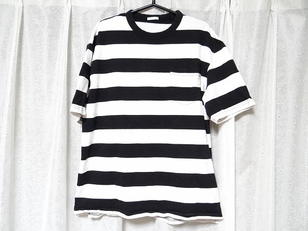 vintage 囚人服 ショート丈 ボーダー 黒白 プリズナーシャツ Tシャツ