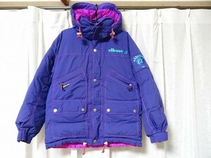 美品 80年代 ビンテージ ellesse ITALY エレッセ スキーウエア グースダウン75% ダウンジャケット XSサイズ レトロ 当時物