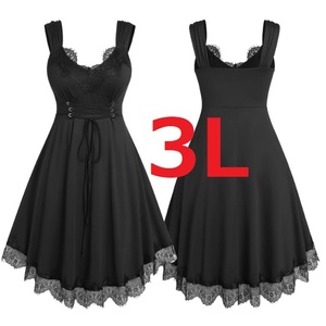  immediate payment new goods large size 3L gothic braided up race maxi dress One-piece party wedding tina- show Event ground . series Gothic and Lolita 