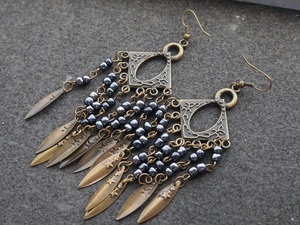  new goods antique style ethnic beads fringe earrings 