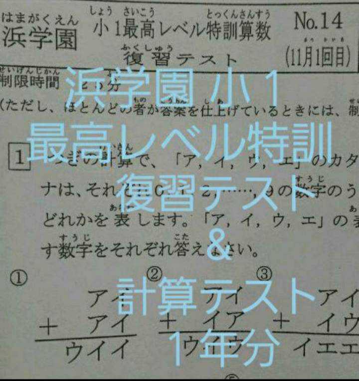 送料無料！浜学園 小5/5年 算数 最高レベル特訓 復習テスト/計算テスト