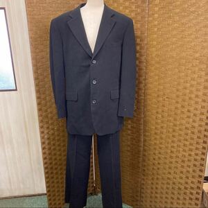 セットアップスーツ 黒　ストライプ　シングルジャケット　紳士服　フォーマル　USED e-52