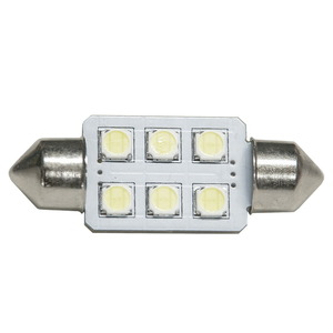 12V SMD6連 T10×37mm LED 電球 ICキャンセラー カンバス内蔵 ホワイト