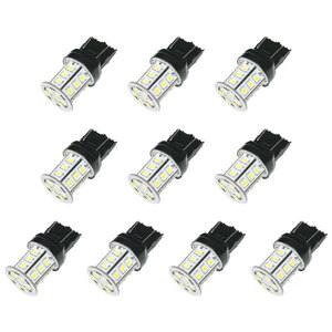 10個セット●● 12V 24連 T20 ダブル LED球 ホワイト ブレーキ テールランプ W3×16q 7443 2段発光 無極性