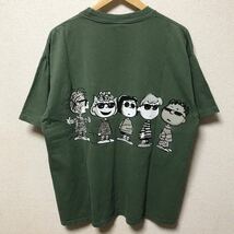 90s PEANUTS ピーナッツ 両面プリントTシャツ XL 深緑 スヌーピー SNOOPY ウッドストック_画像2