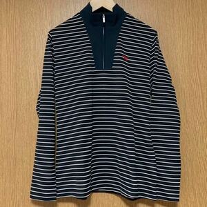 BURBERRY Burberry Golf половина Zip mok шея с высоким воротником длинный рукав нижняя рубашка женский L одежда чёрный темно-синий 