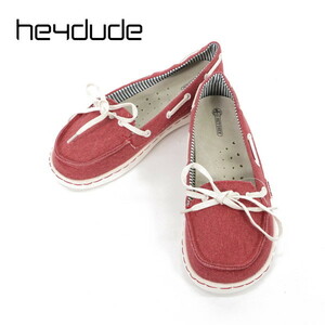 *80%OFF 新品 ヘイデュードシューズ Hey Dude Shoes ローファー 39(25cm) レッド メンズ 靴 スリッポン ドライビングシューズ MOT23139