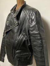 ★USED/VINTAGE/LEATHER JACKET/MOTOR CYCLE/RIDERS/OLEG CASSINI/レザージャケット/ライダース/オレグカッシーニ/立ち襟/ビンテージ★_画像4