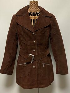 USED/SUEDE/LEATHER COAT/MADE IN CANADA/LADIES'CLOTHES/カナダ製/レザーコート/スウェード/スナップボタン/レディスモデル/革ジャン/古着