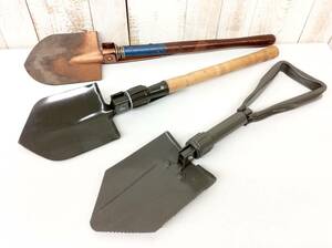 [ folding shovel 3 point together ] gold Zojirushi NOJIMApapi- hoe attaching storage size 450mm/460mm/245mm new goods secondhand goods portable the US armed forces military 