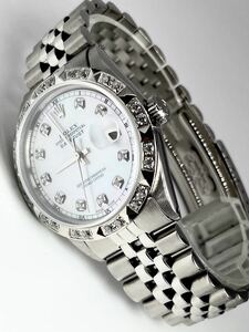 ●1年保証● ロレックス　デイトジャスト ホワイトシェル　天然ダイヤモンド　1601 極美品　メンズ　腕時計　自動巻き