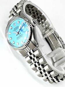 ●1年保証● ロレックス　デイトジャスト　レディース　ターコイズブルー　天然ダイヤモンド 極美品　腕時計　自動巻き　デイト