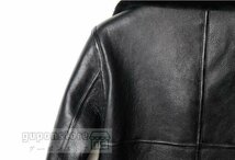 高品質 シープスキン 30's TYPE B-3 ムートン フライトジャケット ブラック ビッグサイズ ボマー ボンバー レザー ラム 羊革 サイズ選択可_画像7