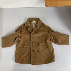 [ pea coat Kids 4 -years old for ] Camel plain outer long sleeve old clothes Vintage fashion [C8-2④]1213