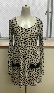 [CECIL McBEE Cecil McBee Dalmatian pattern ] One-piece tunic Monotone lady's long sleeve old clothes [C6-3④]1228