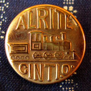【チェンジボタン】ALRITE CINTI. O. 機関車柄 1900年代 ビンテージ カバーオール用 古着 (ワークウェア オーバーオール レア 機関車ボタンの画像2