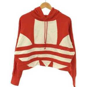 adidas Big Trefoil Crop Hoodie パーカー M 赤