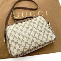 1円《極美品》 OLD GUCCI ショルダーバッグ GG シェリーライン スプリーム スクエア型 グッチ ポシェット 斜め ネイビー PVCレザー 049_画像2