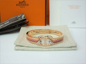 新品 HERMES エルメス ブレスレット ミニクリック シェーヌダンクル ブレスレット ウルトラピンク エナメル ローズゴールド　a