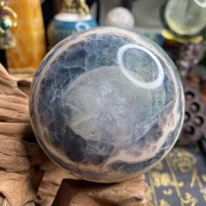 限界価格!極希少 天然石 ミネッセントホワイトアンダラブルーフローライト神龍丸玉 大仏眼 龍眼天珠 お守り 厄除け 風水