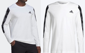 adidas 新品！エッセンシャルズ 袖カモプリント 長袖Tシャツ 白M 送料無料 