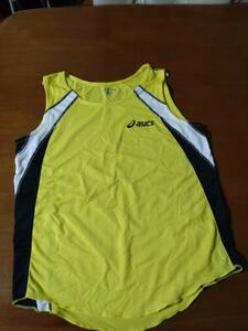 # prompt decision 780 jpy #asics woman land marathon yellow color running shirt uniform for women L size # quick shipping #