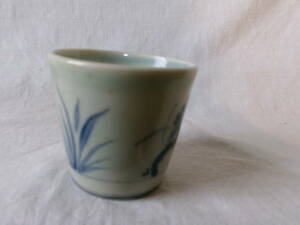  gold .. raw materials old Imari blue and white ceramics soba sake cup curtain end 