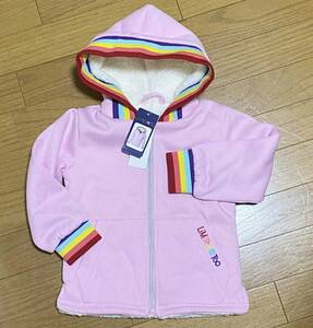  new goods 110 * cost koLIMITED TOO girls reverse side boa Zip Parker pink Rainbow rib jacket .... hood Kids 105 115