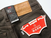 未使用 秋冬物【 Levi's リーバイス 】保温性 WARM Big'E 511 SLIM 微起毛裏地 スリム ストレッチ スリム パンツ 29 045113030 定価\9,900_画像6