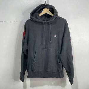 ☆送料無料☆Champion☆アメリカ企画☆青単色タグ☆復刻☆両袖プリ☆フロッキープリント☆黒☆S☆L22