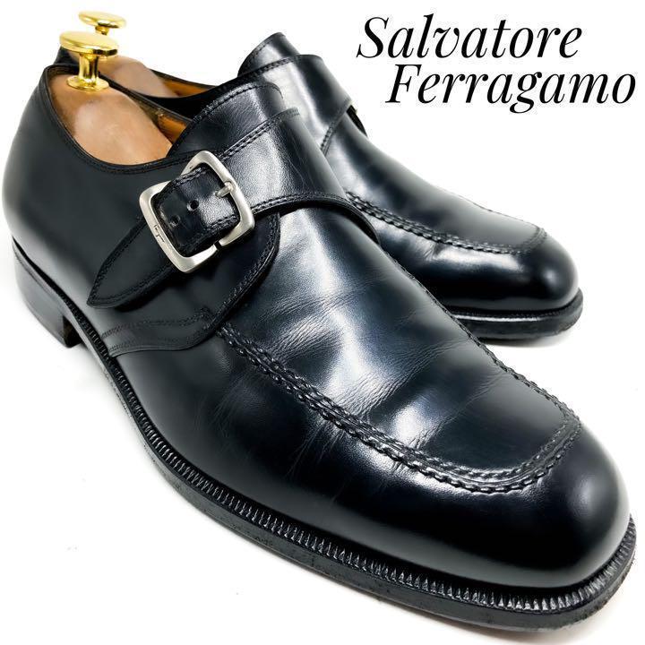 Salvatore Ferragamo/サルヴァトーレ フェラガモ シングルモンク ストラップ 革靴 24.5cm～25cm イタリア製 ブラック ビジネスシューズ 靴 - 18