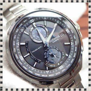 【 良品 】 カシオ OCEANUS オシアナス OCW-T1010 電波ソーラー ブラック チタン デイト 45mm メンズ 腕時計 CASIO