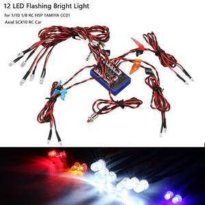 12 super LED blinking bright light strobo lamp kit system 1/10 1/8 rc drift HSP Tamiya CC01 4WD axis SCX10 RC car truck 