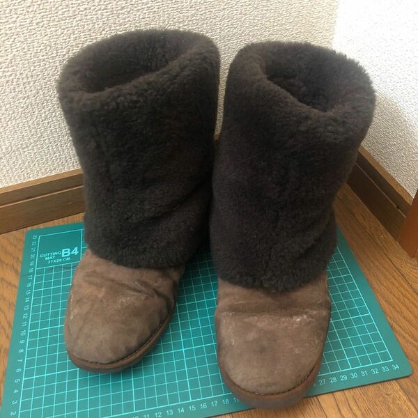 UGG ボア ムートン ブーツ 茶色 ブラウン 25.0cm 