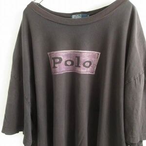 90s Polo ポロ ラルフローレン ロゴプリント入り 半袖Tシャツ 黒 4XL ビッグサイズ ビッグシルエット 大きいサイズ d144-01-0032XW
