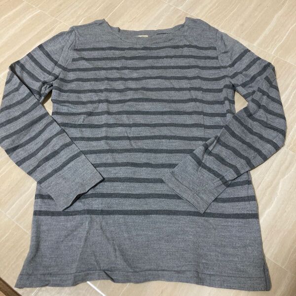 united arrows ユナイテッドアローズ ボーダー ニット グレー beauty&youth セーター