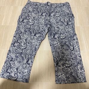 ペイズリー ズボン パンツ 青 ブルー ストレッチ