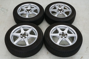 KAVA アルミホイール 16×7J 5H 100 +48 ヨコハマ エコス ES31 205/55R16 2013年製 中古4本セット 86 BRZ インプレッサ 他 [TZ061] 2-12