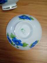 昭和レトロ　宝陶　ご飯茶碗　青いポピー　2個_画像4
