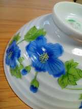昭和レトロ　宝陶　ご飯茶碗　青いポピー　2個_画像8