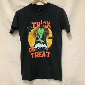 M34.古着プリントTシャツアメカジUSA製アメリカ製ハロウィンサイズSブラック魔女ビンテージフリー＆イージーマイフリーダム