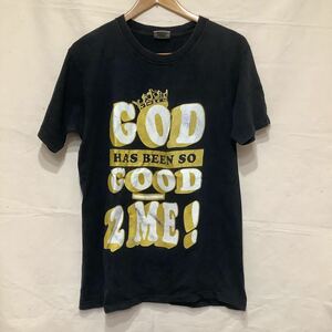 M42.古着プリントTシャツアメカジUSAアメリカフリー＆イージーマイフリーダムサイズLブラックバックプリント