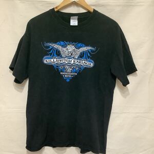 M64.古着プリントTシャツアメカジUSAアメリカフリー＆イージービンテージサイズMブラックマイフリーダムロックドクロ骸骨